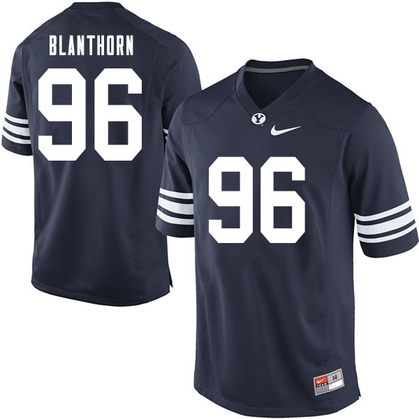 Men #96 Garred Blanthorn BYU Cougars College Football Jerseys Sale-Navy